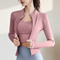 Trendygirl Sports Top Women's Quick Dry Stand Collar Zipper Cardigan for Gym Jogging Soft Breathable Slim Fit High Elasticity Sports Jacket. 