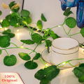 String Light Battery Operated Clear Veins Realistic Looking Vibrant Color Energy-saving Decorative Extra-Long Wedding Party Artificial Green Leaf String Light Party Supplies led light strip. 