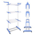 Clothes Drying Rack,3 Tier Rolling Dryer Clothes Hanger,Collapsible Garment Laundry Rack with Foldable Wings and Casters Indoor/Outdoor,Large Standing Rack Stainless Steel Hanging Rods. 