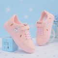 【FOOT SOFA】Women  Casual Shoes Cartoons Animal Cute Decoration White Sneakers Lace-up Outdoor Thick Bottom Woman  Vulcanized Shoes. 