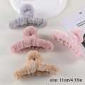 Large Women Fluffy Hair Claw Solid Color Faux Rabbit Fur Shark Clip Soft Warm Barrette Elegant Winter Hair Accessories. 