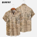 Hawaiian Men's Slim Fit Shirt Floral Men Fashion Map 3d Print Summer Beach Camisa Trip Blouse Casual Male Social Y2k Vintage. 