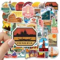 20/40/60pcs Travel City Landscape Cartoon Stickers for Laptop Luggage Skateboard. 
