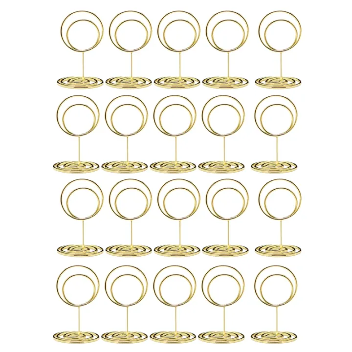 20Pcs Mini Place Card Holders, 2Inch Cute Table Number Holders, Cly Table Card Holder Table Picture Stands, Elegant Wire Photo Holder Menu Memo Clips, Idea for Wedding ()