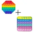 2pcs Pop It Fidget Toys Baby Brain Sensory Toys Kids Sensory Stress Relief Educational Push Bubble Popping Game Unicorn Rainbow Popit Figet Early Educational. 