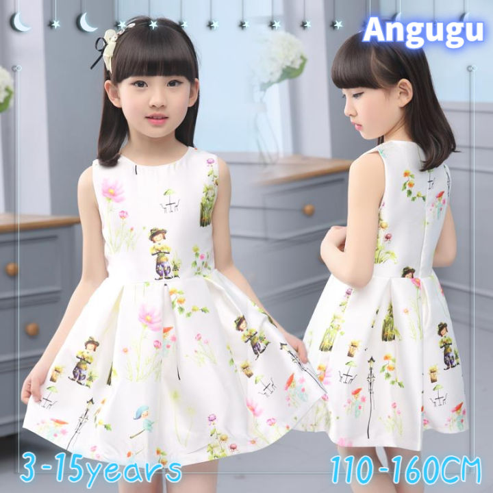 Angugu Childrens Fashion High Quality Korean Dress Kids Girl Casual Clothes 3 4 5 6 7 8 9 10 11 12 To 13 Year Old Birthday Tutu Princess 2022 New Style Pink Dresses for Teens Girls