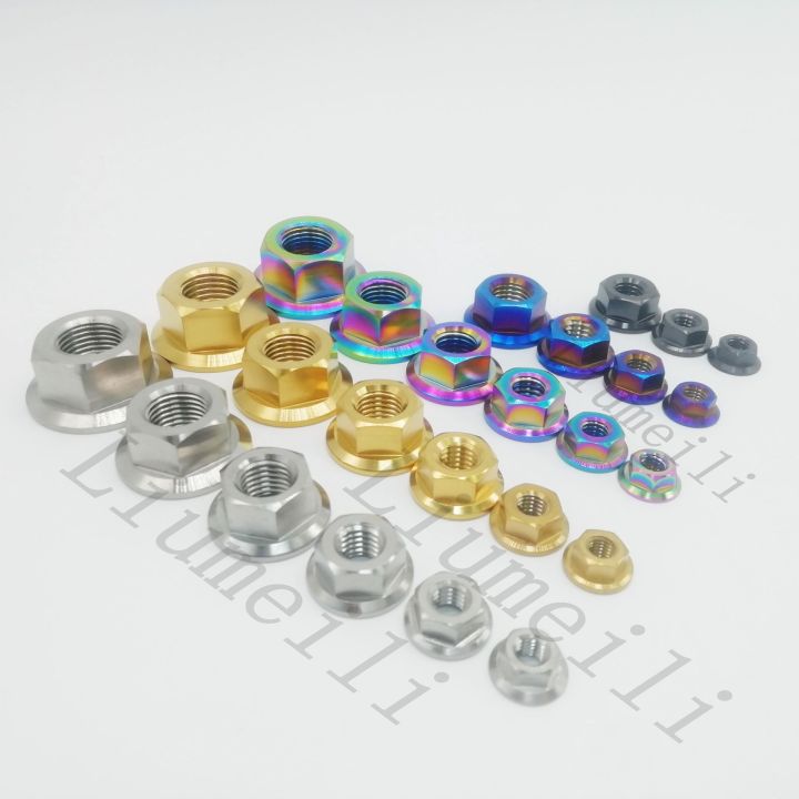Liumeili Titanium Ti Gr5 M5 M6 M8 M10 M12 M14 Flange Nut Screws Bolts For Motorcycle Bike