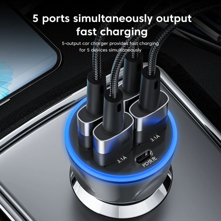 Udry%20250W%20Car%20Charger%205Ports%20Super%20Fast%20Charging%20Adapter%20Quick%20Charge%203.0%20For%20iPhone%2012%2013%20Xiaomi%20Note%20Samsung%20Huawei%20In%20Car%20-%20Image%202