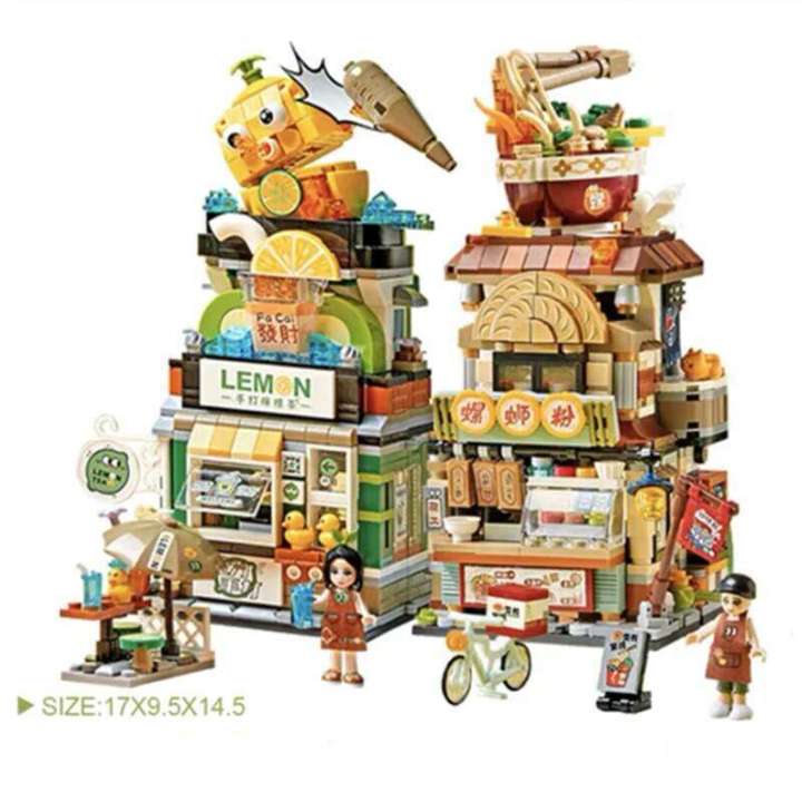 Building Blocks City View Scene Lemon Tea Shop Retail Store ...