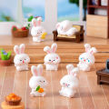 Cute Mini Rabbit Doll Figurines Miniature Ornament Cartoon Bunny Micro Landscape Decoration Crafts Car Interior Accessories Gifts SUNM. 
