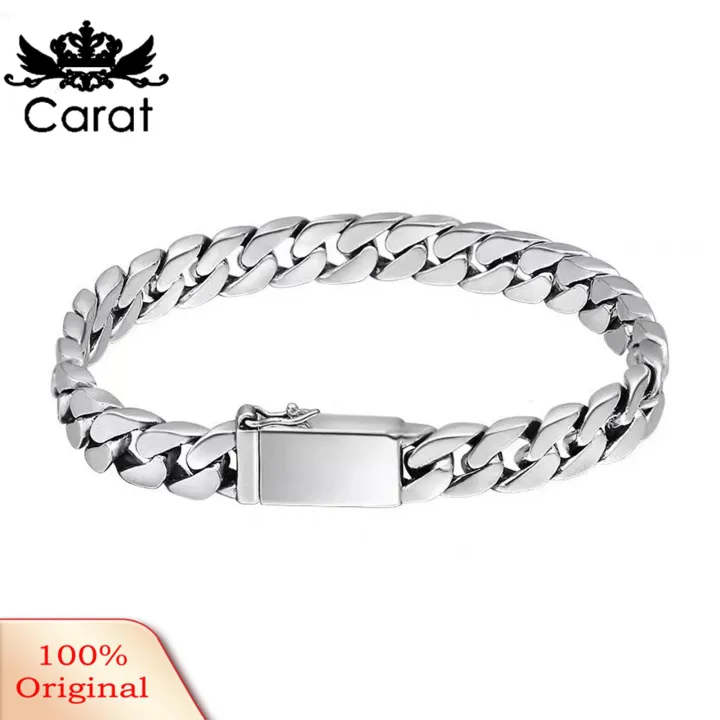 Carat Rust-resistant Bracelet Stylish Stainless Steel Cuban Link Bracelet for Men in Black/gold Perfect Gift for Friends High Quality Alloy Jewelry High-quality Alloy Bracelet