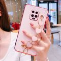 LECOMES for Xiaomi Redmi Note 9 Pro Back Cover with Love Heart Bracelet Chain Luxury 6D Plating Shiny Soft Silicone Mobile Phone Case Pouch Girls. 
