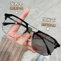 Photochromic Myopia Glasses Men's Anti-Blue Light Uv Handsome Double Beam Plain Glasses Frame Women's. 