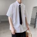 2023New Solid Color Long Sleeve White Shirt Boys Students Korean Style Trendy Handsome Bottoming Shirt Top Clothes Men's Clothing. 