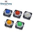 5PCS 12X12X7.3mm Tactile Push Button Switch Momentary Tact LED 5 Color  12*12*7.3mm 12*12*7.3 Red Green Blue Yellow White. 