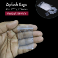 Ziplock (1½ x 2" Inch) Transparent Bags - 100 PC's. 