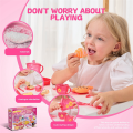 33pcs Play House Kitchen Toy Set Children Tea Party Play Set for Kids, Role Playing Toy with Dessert and Tableware Pink. 