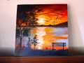 Canvas art Landscape (Sunset) for home decor 12 x 12. 