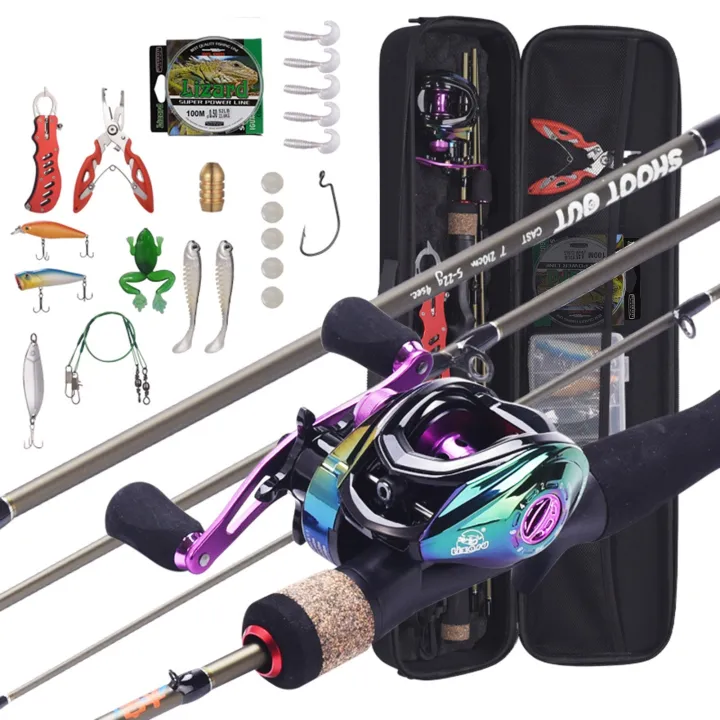 1.98M Portable Fishing Rod Set with Reel, Bait Tray, and Tackle Bag ...