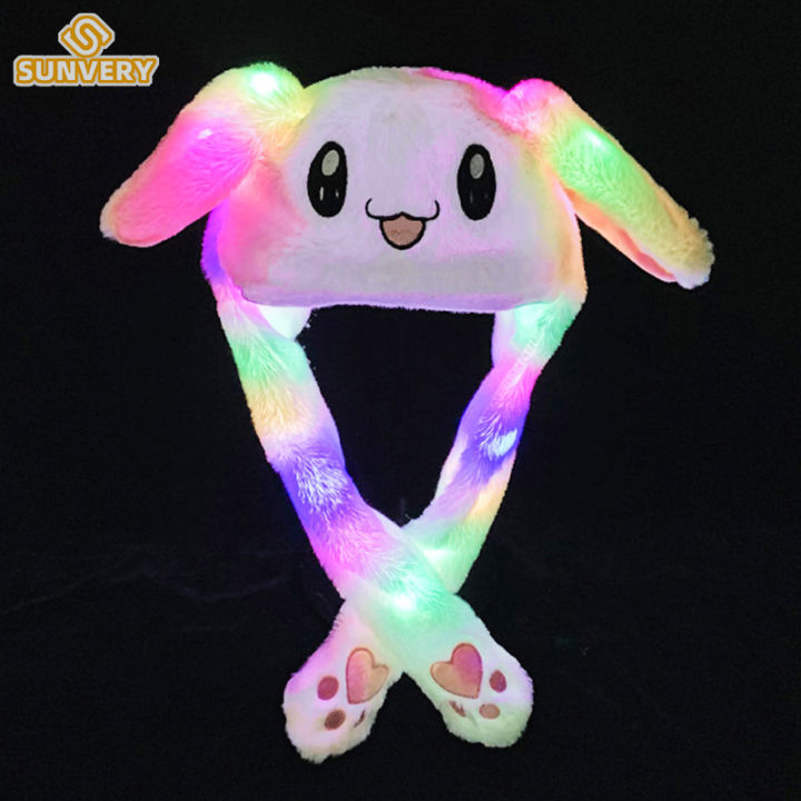 NEW Glowing Plush Ear Moving Jumping Rabbit Hat Funny Glowing Ear ...
