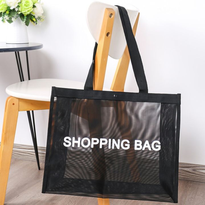 [HOT] Mesh Shopping Bag Transparent Large Capacity One Shoulder Handbag Breathable Practical Durable Beach Travel Storage Bags