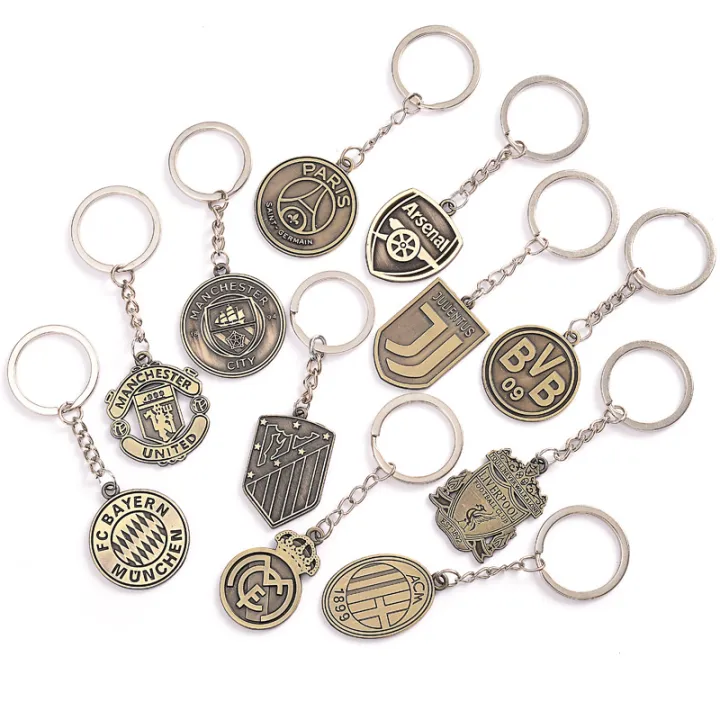 Football Club Team Logo Metal Keychain Keyholder Car Keyring Football Fans ZHANGNA