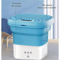 Blue Portable Travel Washing Machine, Mini Folding Washing Machine Combo with Small Collapsible Drain Basket UK Plug. 