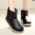 Warm Waterproof Boots Leather Surface Bootie Bristle Cotton Shoes Snow Winter Korean Style Students Thickened Non-Slip Women's Mid-Calf ﹡. 