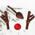 Reindeer Decoration Car Vehicle Nose Horn Costume Set Rudolph Christmas Reindeer Antlers Red Nose Ornaments Elk Antlers. 