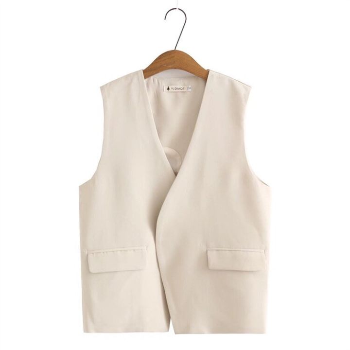 Plus Size XL-4XL Black Beige Women's Sleeveless Vests Ladies's Elegant Spring Autumn New Officewear Blazers