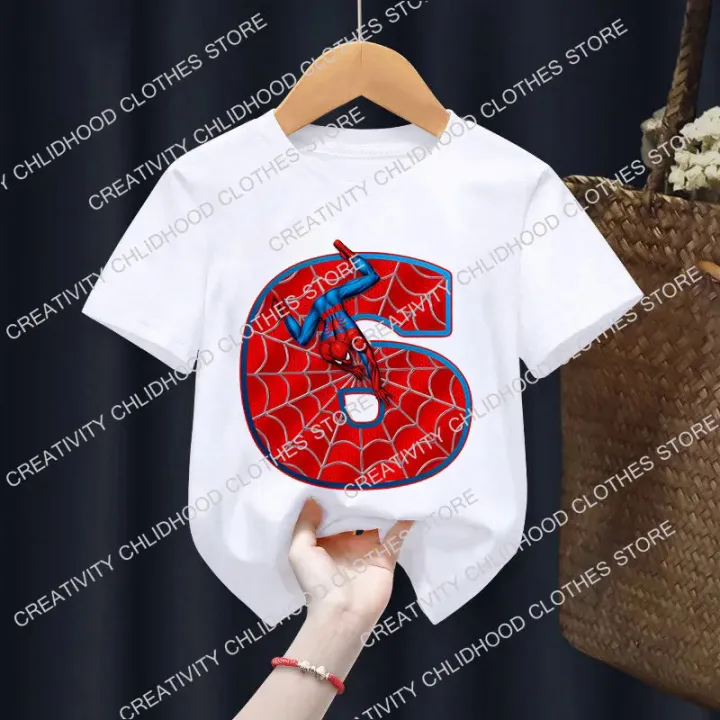 Spiderman%20Children's%20T-Shirt%20Birthday%20Number%201-9%20Tee%20Shirts%20Marvels%20Cartoons%20Kawaii%20Kid%20Casual%20Clothes%20Super%20Hero%20Girl%20Boy%20Tops%20-%20Image%205