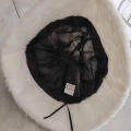 Rabbit Fur Hat Plush Wrap Head Cap Black Winter Hat  Y2K Girls Korean Hat Knitted Hat. 