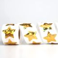 Large Holographic Gold Star Stickers 500 Pcs Shiny Sparkle Star Adhesive per Roll Reward Foil Labels for Home, School, Bar, DIY and Office Decoration. 