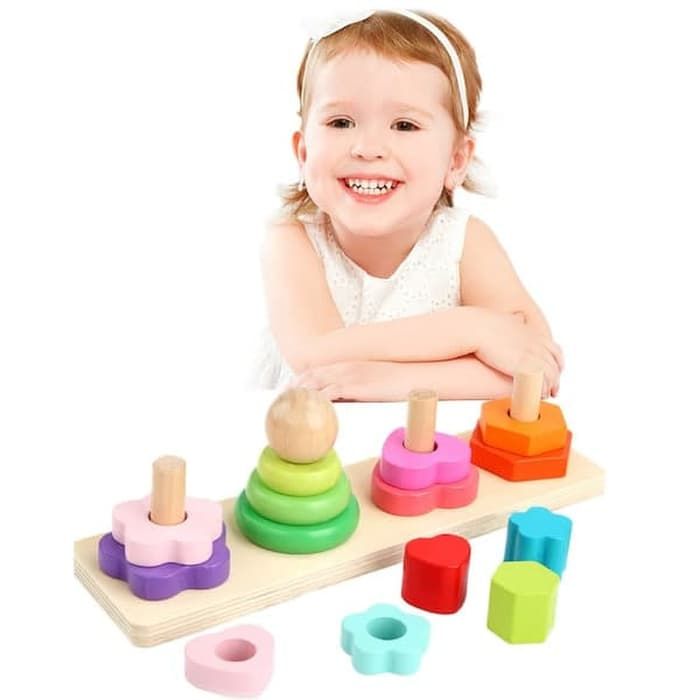 Wooden Four column tower For kids/Children Toy