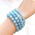 Natural Ocean Blue Cat Eye Stone Bracelet - 10mm. 