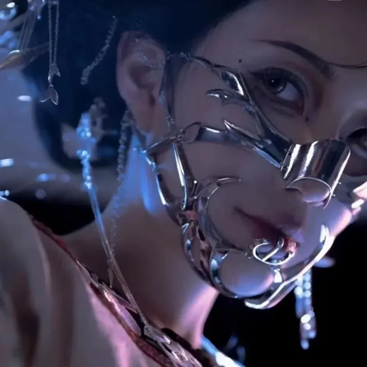 Cyberpunk Metal Mask Niche Design Irregular Fluid Mechanical Wind ...