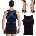 Waist Cincher Slimming Vest Body Shaper Tummy Fat Burning Shaper Slim & Lift Slimming Shirt For Men Black vest slimming Vest- Black. 