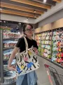 Large-Capacity Canvas Tote Shoulder Bag, Washable Fashionable Messenger Bag for Boys and Girls. 