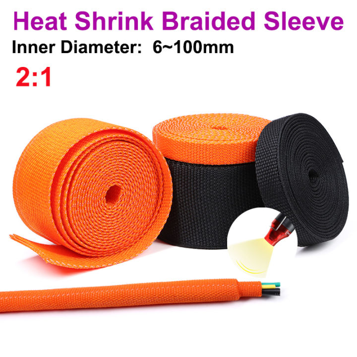 Heat Shrinkable Fabric Cloth Tube 6~100mm Insulation Braided Sleeve PET ...