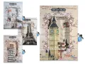 Notebook Diary Autograph Lockable 32k (13cmx19cm) Lock and Key System Colored Pages For Girls Cute Nostalgia Dream Famous Places Eiffel Tower Pissa Big Ben London Bridge Design. 