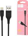 Denmen Lightning Cable 1 m D01L branded high durability fast charging cable black  (Compatible with I PH0NE). 