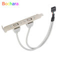 Bochara Motherboard 2.54€?9pin Header To 2 Ports Usb 2.0 Female Cable Back Panel Bracket For Desk Computer. 