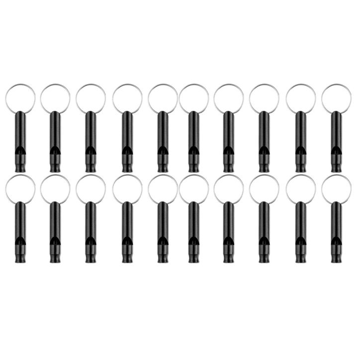 JDXHLAU 20 Pack Aluminum Whistle, Sports Whistle, Emergency Survival Whistles with Key Chain,Black