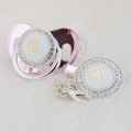 MIYOCAR silver Initial letter R elegant bling pacifier and pacifier clip BPA free bling ideal gift SGS pass LR-1. 