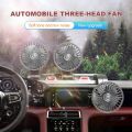 Car Fan 360° Adjustable 3 Head Air Fan Automotive Electric Fan USB/12V/24V Fan 2 Speeds Car Silent Fan For Home Desk Office CarUSB Fan. 