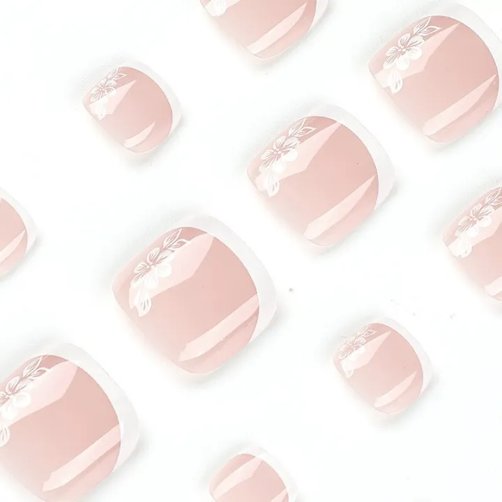 Toe%20Nails%20Set%20French%20Press%20on%20Foot%20Tips%20Nail%20Tips%20with%20Designs%20Summer%20Reusable%20Artificial%20False%20Stick-on%20Nails%20Art%2024pcs%20-%20Image%203