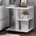VTEC HOME Modern End Side Table with Rolling Wheels, Bedside Table with Open Shelf, Night Stand Storage Shelf - BC600. 