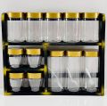 Premium Wooden Bottle Rack With Gold Top Containers and 3 Spoons (Small/ Large) / Spices Rack with Bottles / Kitchen Rack / Free Bottles / Wall Rack. 