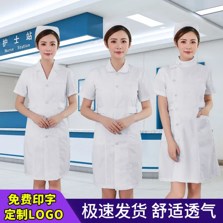 Nurses'%20Uniform%20Women's%20Summer%20Short%20Sleeve%20White%20Lab%20Coat%20Medical%20Beauty%20Salon%20Long%20Customized%20Thin%20Kindergarten%20Overalls%20-%20Image%204