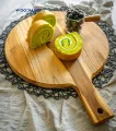 Pizza Board Teak Large Reversible Cutting Board with Handle. 